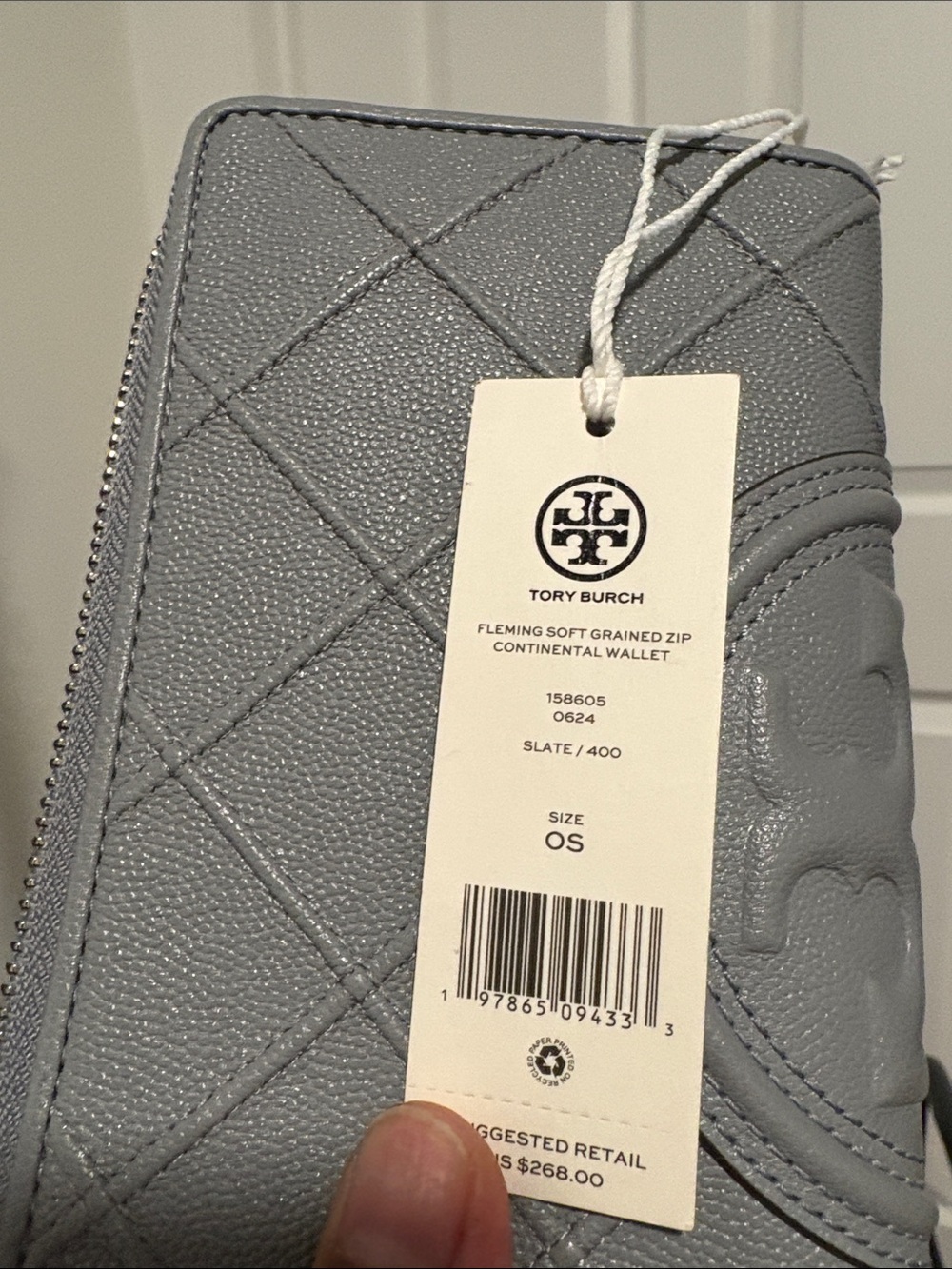 Tory Burch NWT Fleming Soft Grained Zip Continental Wallet In Slate - Picture 7 of 7